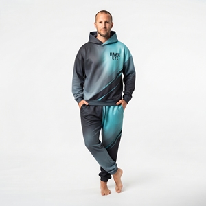 Customizable <b>Men</b> Sublimation Tracksuit 100% Polyester <b>Hoodie</b> and Sweatpants Two Piece Set Custom Logo Winter Wear - Product Image 2
