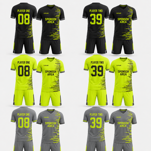เสื้อฟุตบอลสั่งทำพิเศษ ผ้าไมโครเมช โพลีเอสเตอร์ ระบายอากาศได้ดี แผงข้างตัดเย็บพิเศษ สำหรับทีม แบรนด์ส่วนตัว แขนสั้น ไซส์ใหญ่ - Product Image 1