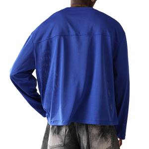 Maillot de football américain pour homme en maille polyester 240 GSM, manches longues, coupe oversize, col rond, numéro personnalisé, streetwear, OEM - Product Image 4