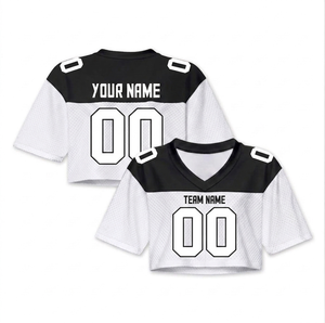 เสื้อครอปอเมริกันฟุตบอลผู้หญิงแบบสั่งทำขายส่ง ระบายอากาศได้ดี ผ้าตาข่าย ไร้แขน คอวี รับผลิตแบบ OEM พร้อมพิมพ์ลาย - Product Image 2