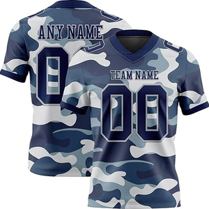 Custom Camouflage American Football Jersey Men's V-Neck Short Sleeve Breathable Polyester Team Name Any Name Sublimated Print - Product Image 1