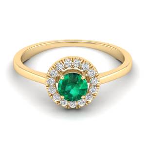 แหวนเพชรทรงกลมเจียระไนแบบบริลเลียนต์ 0.5 กะรัต ประดับมรกตทรงกลม ดีไซน์ REYES สำหรับผู้หญิง ทองคำแท้ 14K พร้อมใบรับรอง IGI - Product Image 6