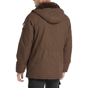 Mens Vintage 100% Cotton Winter <b>Jacket</b> Detachable Hood <b>Fleece</b> <b>Lining</b> Stand Collar Canvas Zipper Closure Custom OEM Service - Product Image 3