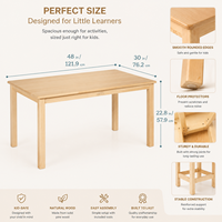 Juego de Mesa y Sillas Montessori, Seguro, Ecológico y Duradero, Muebles de Madera para Preescolar, Mesa de Actividades Curva, Apilable para Niños