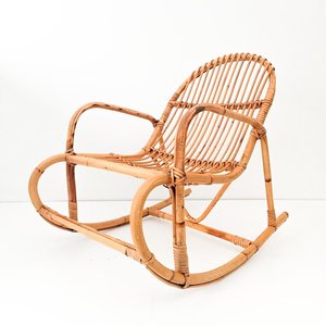 Fauteuil à bascule en rotin de petite taille pour tout-petits, chaise à bascule naturelle pour enfants, chaises à bascule en bois - Product Image 1