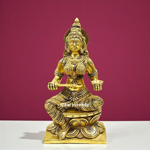 Magnifique idole de la déesse Annapurna en laiton, porteuse de santé et de prospérité, pour de magnifiques cuisines, disponible à prix de gros. - Product Image 1