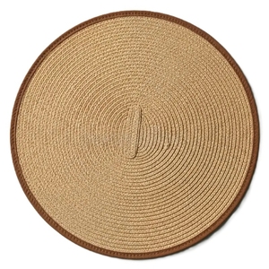 <b>Round</b> Woven Jute <b>Placemat</b> With Leather Lining Natural Eco-Friendly Table Mat Indoor Home Decor premium Quality - Product Image 2