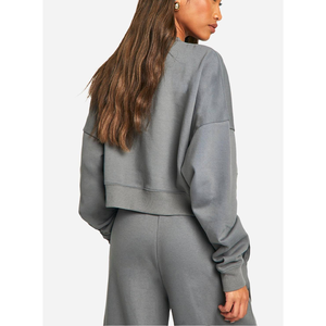 Sudadera de Alta Gama para Mujer, Talla Europea 2026, OEM/ODM, Corte Holgado, 250GSM, Bolsillo Lateral, Hombros Caídos, Estilo Universitario - Product Image 6