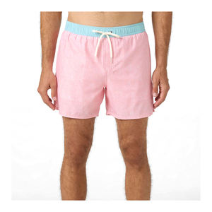 Men's Solid Pink <b>Board</b> Shorts With <b>Light</b> Blue Waistband And Pocket Quick Dry Casual Swimwear - Product Image 6
