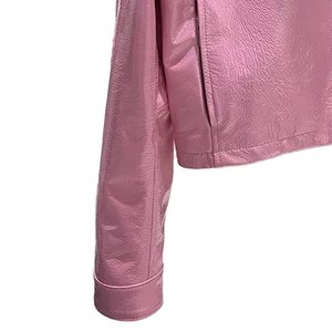 Nouvelles vestes bomber en cuir véritable pour femmes, style vintage, respirantes, roses unies, avec logo personnalisé, pour l'hiver, streetwear - Product Image 6