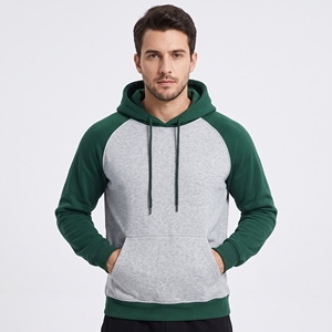 Sudadera con Capucha para Hombre, Color Gris Naranja, Manga Raglán, Corte Regular, Informal, de Forro Polar, con Bolsillo y Cordón Ajustable - Product Image 3