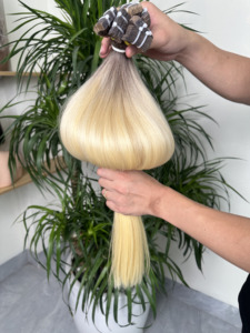 Extensions de cheveux Genius Weft Ombré Blond Platine, lisses comme des baguettes, double épaisseur, cheveux humains vierges vietnamiens - Product Image 4
