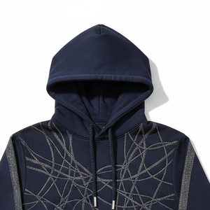 Sudadera con capucha al por mayor para hombre, con gráfico de diamantes de imitación, estilo Y2K, diseño de telaraña, de forro polar grueso, tipo chándal - Product Image 4