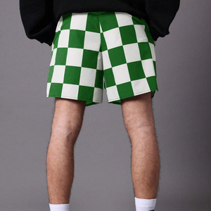 Luxury Brand Latest Design <b>Men's</b> Green White <b>Checkered</b> <b>Shorts</b> Mid Waist Drawstring Casual <b>Shorts</b> Breathable Polyester <b>Shorts</b> - Product Image 2