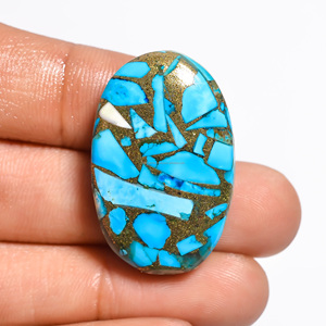 Cabochon Turquoise en cuivre naturel AAA sculpté à la main pierre précieuse en vrac de taille de forme mélangée pour la fabrication de bijoux et l'artisanat - Product Image 2