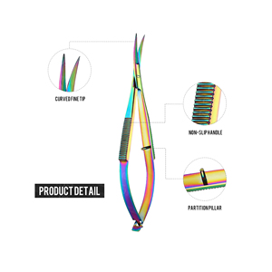 Ciseaux à cils professionnels en acier inoxydable, collection élégance suprême, édition ultra brillante, préhension de précision - Product Image 2