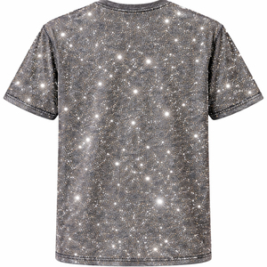 T-shirts personnalisés imprimés de strass sur toute la surface, style hip-hop tendance, épaules tombantes, coupe ample, 100% coton lourd, pour hommes - Product Image 2