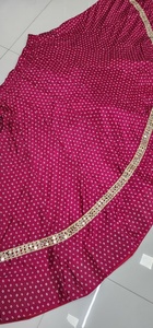 Traditional Cotton <b>Lehenga</b> Skirt Red With White Dots Floor Length Loose Fit <b>Women</b> Ethnic Bottomwear India Pakistan Wedding Party - Product Image 5