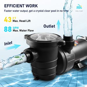 Pompa per Piscina e Spa Trifase 1.5HP 115V 1100W con Potente Filtro e Cestello Filtrante - Product Image 5