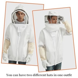 Veste de protection respirante pour apiculteur avec voile, coupe ample, en polyester et coton, blanche, vêtements de sécurité pour la protection des apiculteurs - Product Image 2