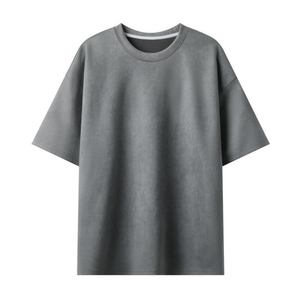 Camiseta de Manga Corta para Hombre, 100% Algodón Grueso, Color Sólido, Hombros Caídos, Holgada, Estilo Moderno, Unisex, Transpirable - Product Image 2