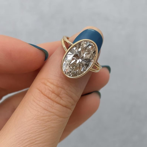 Anillo de Compromiso de Diamantes de Corte Ovalado de Lujo de 4 Quilates, Oro Sólido de 14K, Estilo Clásico, Joyería para Mujer, Diamantes Cultivados en Laboratorio con Certificación IGI - Product Image 1