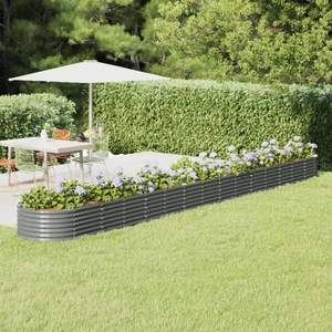 Grand lit de jardin surélevé en acier gris thermolaqué, durable, pour pots et jardinières - Product Image 1