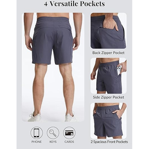 Shorts décontractés basiques en coton pour hommes, taille élastique, couleur unie, pour l'été, OEM, personnalisation de marque, vente en gros - Product Image 2