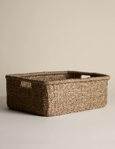 Panier de rangement rectangulaire en jonc de mer écologique, tressé à la main, naturel, pour la maison, la chambre, la salle de bain, vente en gros, fournitures en vrac - Product Image 2