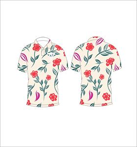 เสื้อโปโลผู้ชายสีเบจพิมพ์ลายดอกไม้สีแดงลำลองแขนสั้นแฟชั่นฤดูร้อนเสื้อโปโลกอล์ฟ - Product Image 6