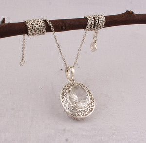 Colgante Vintage de Plata de Ley 925 con Cristal de Cuarzo y Engaste de Bisel, Piedra Preciosa Natural, Hecho a Mano, Estilo Antiguo, 18 Pulgadas, Venta al por Mayor - Product Image 3