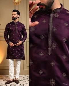 Ensemble Kurta Pyjama en Soie Banglori Traditionnelle pour Homme, Maruti Fashion Designer, Vêtement Ethnique Indien, Tenue de Mariage et de Fête, Style Classique - Product Image 5