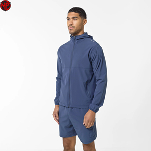 Conjunto Deportivo Azul para Correr, Chaqueta Ligera con Capucha y Cordón Ajustable, Pantalones Cortos, Cortavientos de Verano, Ropa de Entrenamiento Deportivo - Product Image 3