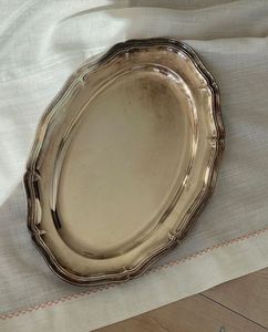 Italian Style Silver Oval <b>Plate</b> Custom Brass Border Design Dish Display <b>Plates</b> For Dinnerware Table <b>Decoration</b> Serving <b>Plate</b> - Product Image 1