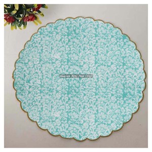 Serviette de table ronde moderne imprimée à la main 100% coton Design unique pour avion, hôtels et usage domestique EN127 - Product Image 1
