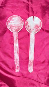 ช้อนสลัดเรซิ่นทำมือสไตล์วินเทจ ชุดช้อนเสิร์ฟตกแต่ง ช้อนผสมอาหาร ช้อนส้อมด้ามจับสำหรับสลัด - Product Image 2