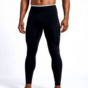 Men's Black Ankle-Length <b>Compression</b> <b>Leggings</b> ROLEIN Breathable Spandex/Nylon 230g Drawstring Closure Right Leg Logo - Product Image 6