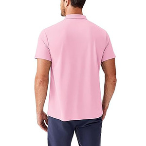 Polo rosa claro para hombre – Camiseta clásica de algodón informal de manga corta - Product Image 3