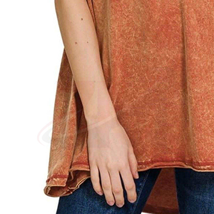 Nouveautés T-shirt femme surdimensionné Coupe ample Manches courtes Couleur unie Tissu 100% coton lavé Toutes saisons - Product Image 4