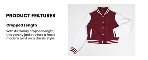 Women's Maroon <b>White</b> Varsity <b>Jacket</b> Full Sleeve Stand Collar Breathable Lightweight Polyester/Cotton Casual Outerwear Chinille - Product Image 6