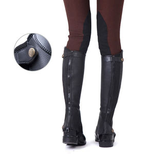 Premium Slim Equestrian English Horse Riding Genuine Leather Half Chaps Gaiters <b>Boots</b> <b>Cover</b> Adult Horseback Riding Equipment - Product Image 2