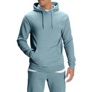 Sweat-shirt à capuche bleu clair pour homme, ensemble de survêtement à manches longues, jogging décontracté avec poches latérales, vêtements d'hiver écologiques et respirants - Product Image 4