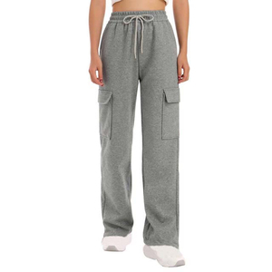 Pantalones de Moda para Mujer 2026, Pantalones Casuales con Logotipo Personalizado, Pantalones Cargo de Algodón con Cordón en la Cintura y Bolsillos - Product Image 1
