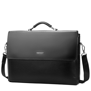 Housse pour ordinateur portable en cuir avec compartiment à chaussures, fermeture éclair, sac de transport noir pour ordinateur portable - Product Image 6