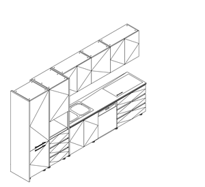 Modern <b>Wall</b>-Mounted Kitchen <b>Cabinets</b> Eco-Friendly Durable Particle Board MDF Plywood 5 Drawers <b>Metal</b> Handles for Apartment Use - Product Image 1
