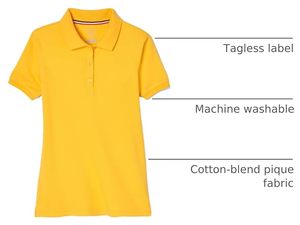เสื้อโปโลผู้หญิงสีเหลือง แขนสั้น ผ้าปิเก้ ทรงลำลอง ผ้าทอ - Product Image 2