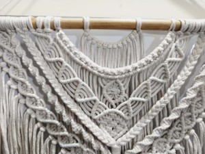 Basantpriya Bohemian Cotton Macrame Wall <b>Hanging</b> Abstract Geometric Pattern <b>White</b> Triangle Home Decor Living Room Washable - Product Image 5
