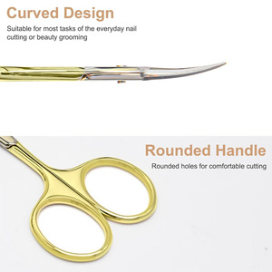 Ciseaux à cuticules en acier inoxydable, coupe-cuticules super tranchant et incurvé pour cuticules, peaux mortes, sourcils et cils, doré - Product Image 5