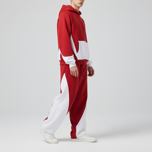 Survêtement Homme Confortable à Capuche Coupe Droite Imprimé Personnalisé 100% Coton Bicolore Style Streetwear Vente en Gros - Product Image 3