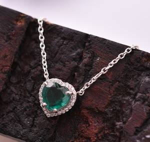 Collier en émeraude zambienne, argent sterling, pendentif plaqué or 14 carats, rhodium, bijoux fins de luxe, cadeau élégant pour femmes - Product Image 4